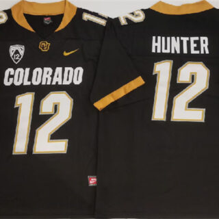 Men's Colorado Buffaloes #12 Travis Hunter Black With PAC-12 Patch Stitched Football Jerseys