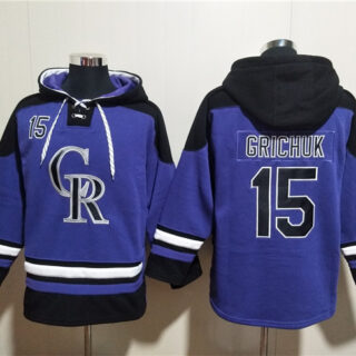 Men's Colorado Rockies #15 Randal Grichuk Purple Ageless Must-Have Lace-Up Pullover Hoodie