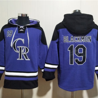 Men's Colorado Rockies #19 Charlie Blackmon Purple Ageless Must-Have Lace-Up Pullover Hoodie