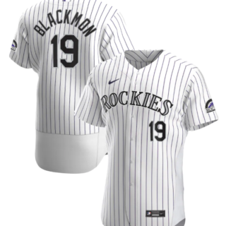 Men's Colorado Rockies #19 Charlie Blackmon White Flex Base Stitched Jersey