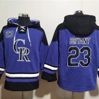 Men's Colorado Rockies #23 Kris Bryant Purple Ageless Must-Have Lace-Up Pullover Hoodie