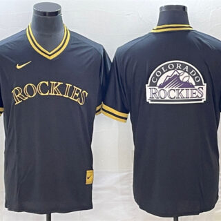 Men's Colorado Rockies Black Team Big Logo Stitched Baseball Jersey