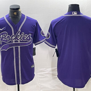 Men's Colorado Rockies Blank Purple Cool Base Stitched Baseball Jersey