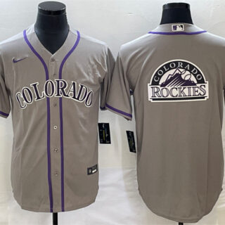 Men's Colorado Rockies Grey Team Big Logo Stitched Baseball Jersey