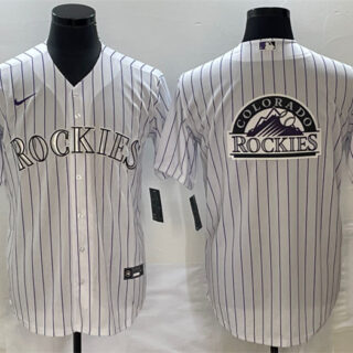 Men's Colorado Rockies White Team Big Logo Stitched Baseball Jersey