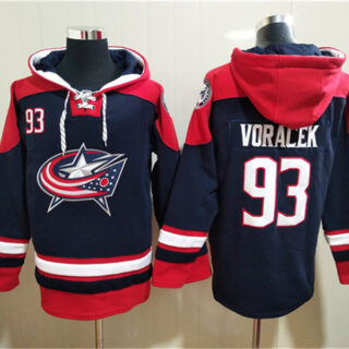 Men's Columbus Blue Jackets #93 Jakub Voracek Navy Ageless Must-Have Lace-Up Pullover Hoodie