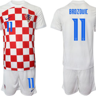 Men's Croatia #11 Brozovic White Home Soccer Jersey Suit