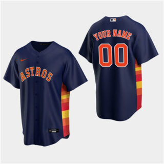 Men's Custom Houston Astros Navy Alternate Replica Jersey