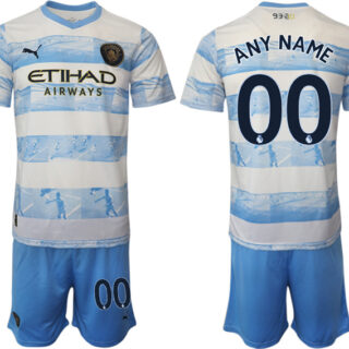 Men's Custom Manchester City Blue White Jersey