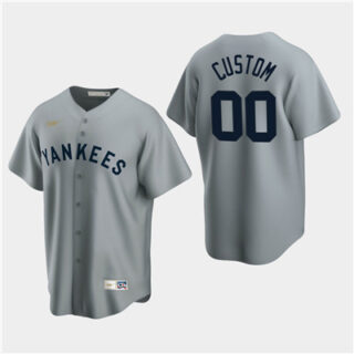 Men's Custom New York Yankees Gray Road Cooperstown Collection Nike Jersey