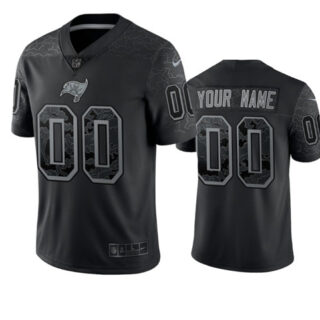 Men's Custom Tampa Bay Buccaneers Black Reflective Limited Stitched Jersey