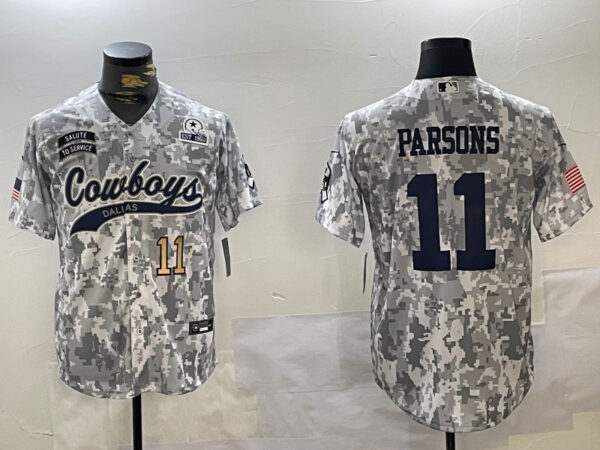 Men's Dallas Cowboys #11 Micah Parsons 2024 Arctic Camo Salute To Service Stitched Baseball Jerseys