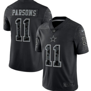 Men's Dallas Cowboys #11 Micah Parsons Black Reflective Limited Stitched Football Jersey