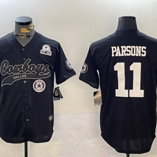 Men's Dallas Cowboys #11 Micah Parsons Black With Patch Cool Base Stitched Baseball Jerseys