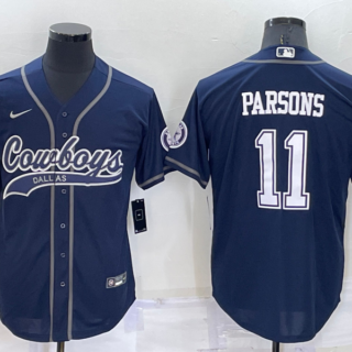 Men's Dallas Cowboys #11 Micah Parsons Navy Cool Base Stitched Baseball Jersey
