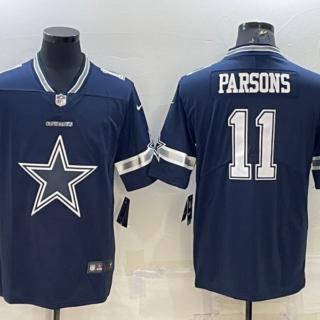 Men's Dallas Cowboys #11 Micah Parsons Navy Team Big Logo Limited Stitched Jersey