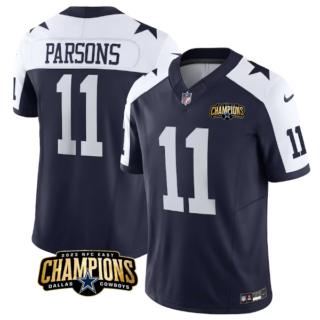 Men's Dallas Cowboys #11 Micah Parsons Navy White 2023 F.U.S.E. NFC East Champions Patch Stitched Football Jersey