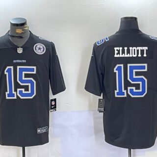 Men's Dallas Cowboys #15 Ezekiel Elliott Black Throwback Vapor Untouchable Limited Stitched Football Jerseys