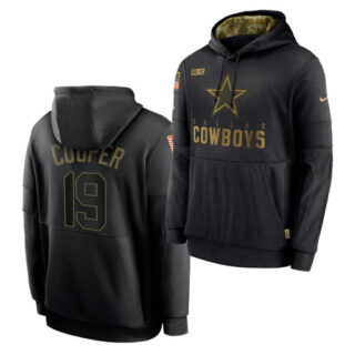 Men's Dallas Cowboys #19 Amari Cooper 2020 Salute To Service Black Sideline Performance Pullover Hoodie