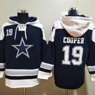 Men's Dallas Cowboys #19 Amari Cooper Navy Ageless Must-Have Lace-Up Pullover Hoodie