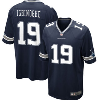Men's Dallas Cowboys #19 Noah Igbinoghene Navy Stitched Football Game Jersey