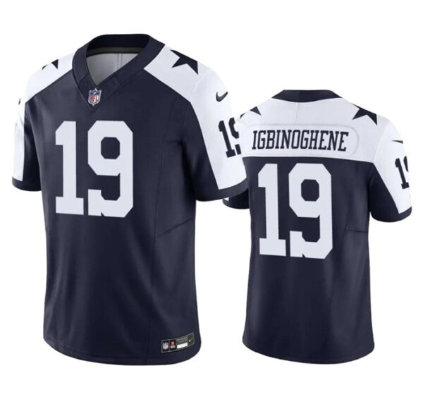 Men's Dallas Cowboys #19 Noah Igbinoghene Navy White 2023 F.U.S.E. Vapor Limited Stitched Football Jersey