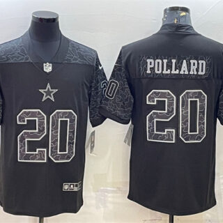 Men's Dallas Cowboys #20 Tony Pollard Black Reflective Limited Stitched Football Jersey