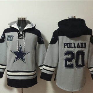Men's Dallas Cowboys #20 Tony Pollard Grey Ageless Must-Have Lace-Up Pullover Hoodie