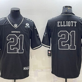 Men's Dallas Cowboys #21 Ezekiel Elliott Black With 1960 Patch Limited Stitched Football Jersey