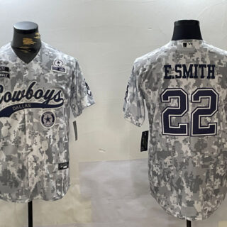 Men's Dallas Cowboys #22 Emmitt Smith 2024 Arctic Camo Salute To Service Stitched Baseball Jerseys