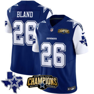 Men's Dallas Cowboys #26 DaRon Bland Blue White 2023 F.U.S.E. NFC East Champions Patch Stitched Football Jersey