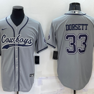 Men's Dallas Cowboys #33 Tony Dorsett Grey Cool Base Stitched Baseball Jersey