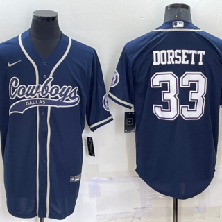 Men's Dallas Cowboys #33 Tony Dorsett Navy Cool Base Stitched Baseball Jersey