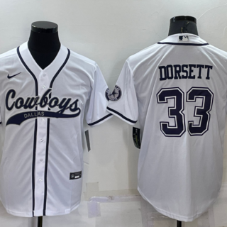 Men's Dallas Cowboys #33 Tony Dorsett White Cool Base Stitched Baseball Jersey