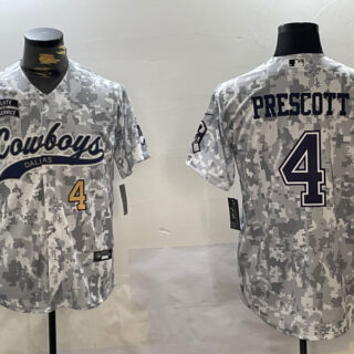 Men's Dallas Cowboys #4 Dak Prescott 2024 Arctic Camo Salute To Service Stitched Baseball Jerseys