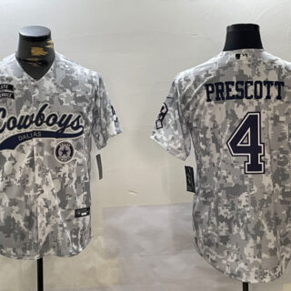 Men's Dallas Cowboys #4 Dak Prescott 2024 Arctic Camo Salute To Service Stitched Baseball Jerseys
