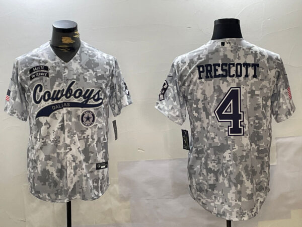 Men's Dallas Cowboys #4 Dak Prescott 2024 Arctic Camo Salute To Service Stitched Baseball Jerseys
