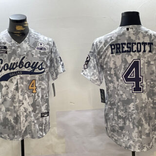 Men's Dallas Cowboys #4 Dak Prescott 2024 Arctic Camo Salute To Service Stitched Baseball Jerseys
