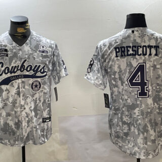 Men's Dallas Cowboys #4 Dak Prescott 2024 Arctic Camo Salute To Service Stitched Baseball Jerseys