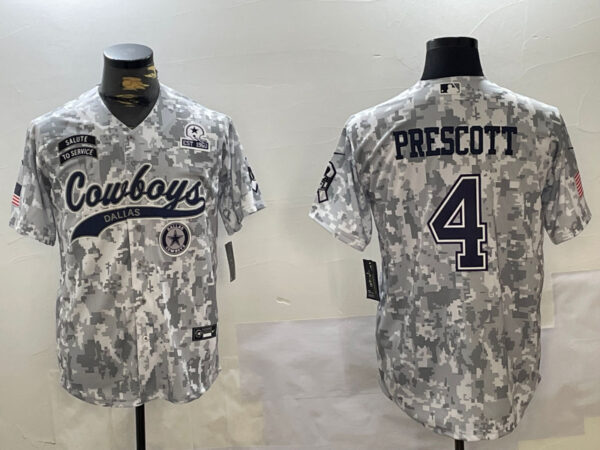 Men's Dallas Cowboys #4 Dak Prescott 2024 Arctic Camo Salute To Service Stitched Baseball Jerseys