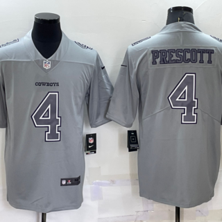 Men's Dallas Cowboys #4 Dak Prescott Grey Atmosphere Fashion Stitched Game Jersey
