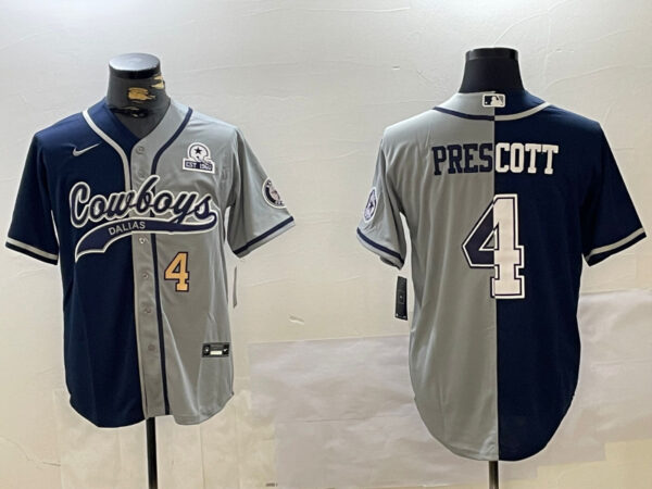 Men's Dallas Cowboys #4 grey Team With Patch Cool Base Stitched Baseball Jerseys