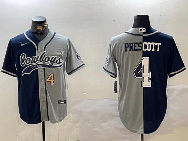 Men's Dallas Cowboys #4 grey Team With Patch Cool Base Stitched Baseball Jerseys
