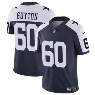 Men's Dallas Cowboys #60 Tyler Guyton Navy White 2024 Draft Vapor Untouchable Thanksgiving Limited Stitched Football Jersey