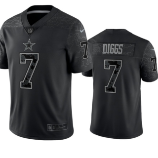 Men's Dallas Cowboys #7 Trevon Diggs Black Reflective Limited Stitched Football Jersey