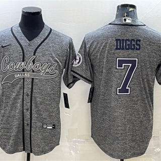 Men's Dallas Cowboys #7 Trevon Diggs Grey With Patch Cool Base Stitched Baseball JerseyS