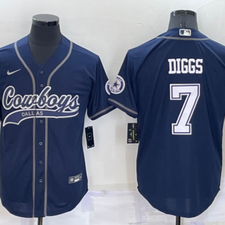 Men's Dallas Cowboys #7 Trevon Diggs Navy Cool Base Stitched Baseball Jersey