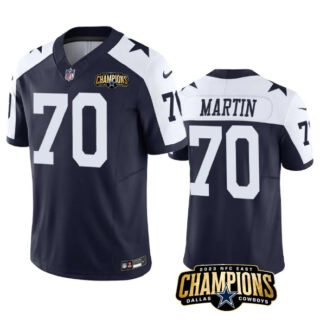 Men's Dallas Cowboys #70 Zack Martin Navy White 2023 F.U.S.E. NFC East Champions Patch Stitched Football Jersey