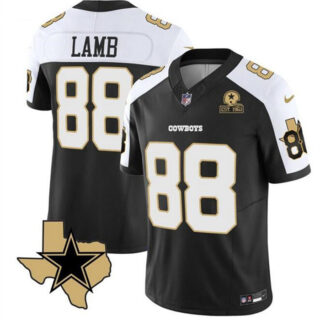 Men's Dallas Cowboys #88 CeeDee Lamb 2023 F.U.S.E. Black White With Established In 1960 Patch Stitched Football Jersey