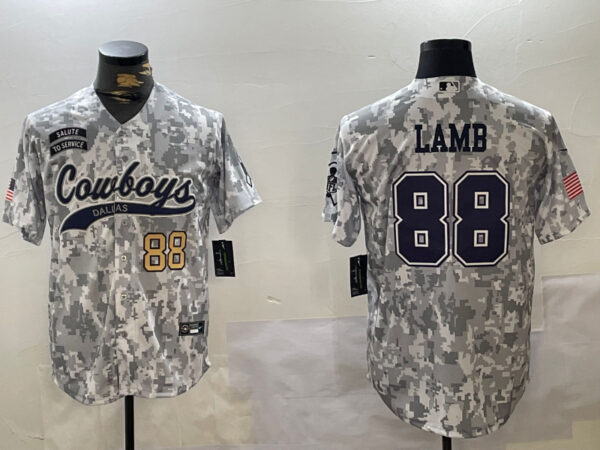 Men's Dallas Cowboys #88 CeeDee Lamb 2024 Arctic Camo Salute To Service Stitched Baseball Jerseys